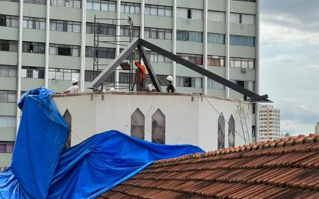 Início da instalação da nova estrutura cúpula da Catedral de Goiânia - Catedral Metropolitana Nossa Senhora Auxiliadora